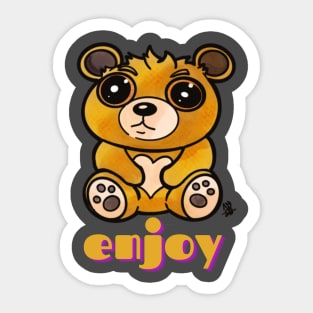 Kawaii Teddy Bear - Enjoy Sticker